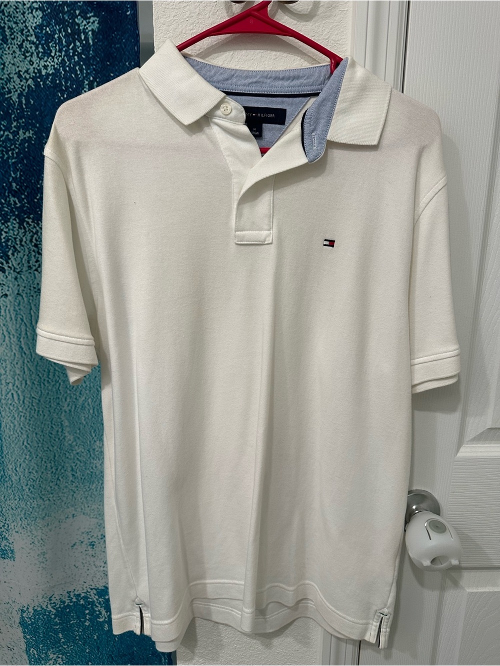 #23 Tommy Hilfiger White Polo with Contrast Collar Trim